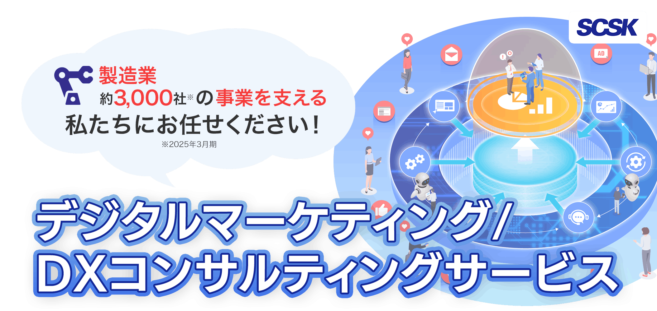 製造業約3,000社の事業を支える私たちにお任せください！
デジタルマーケティング/DXコンサルティングサービス